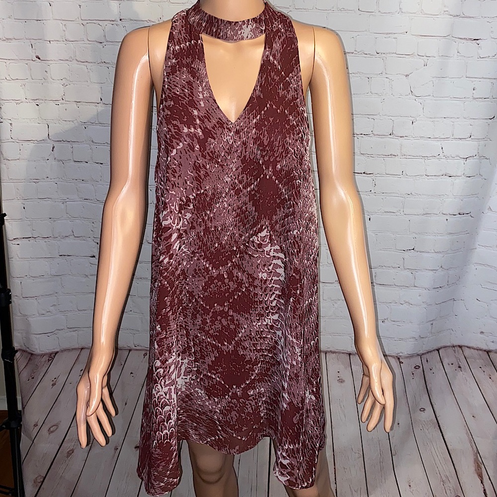The Impeccable Pig maroon snakeskin print size medium boho sleeveless dress